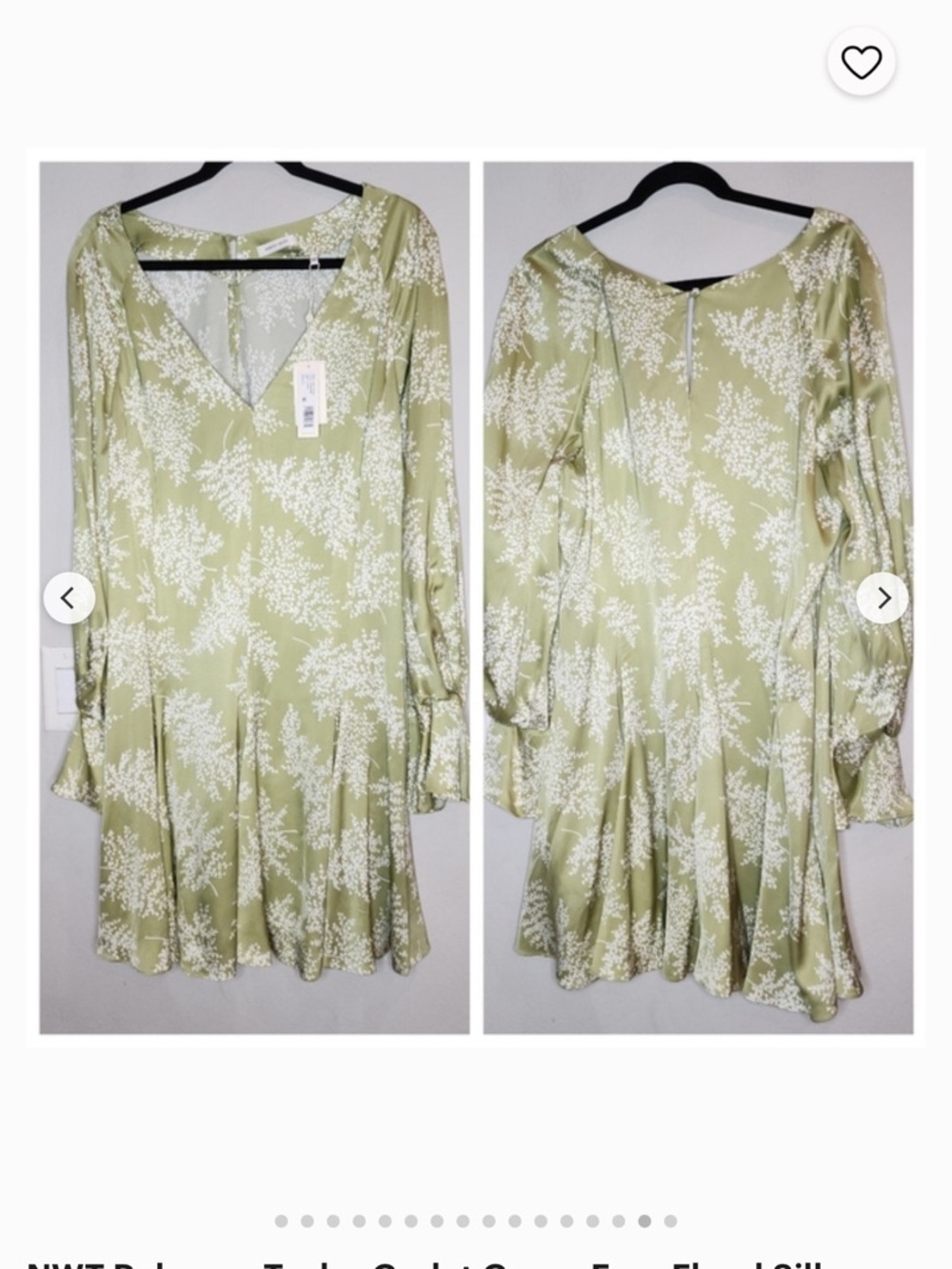 Rebecca Taylor Sage Green Floral Long-Sleeve A-Line Dress - Picture 3 of 8